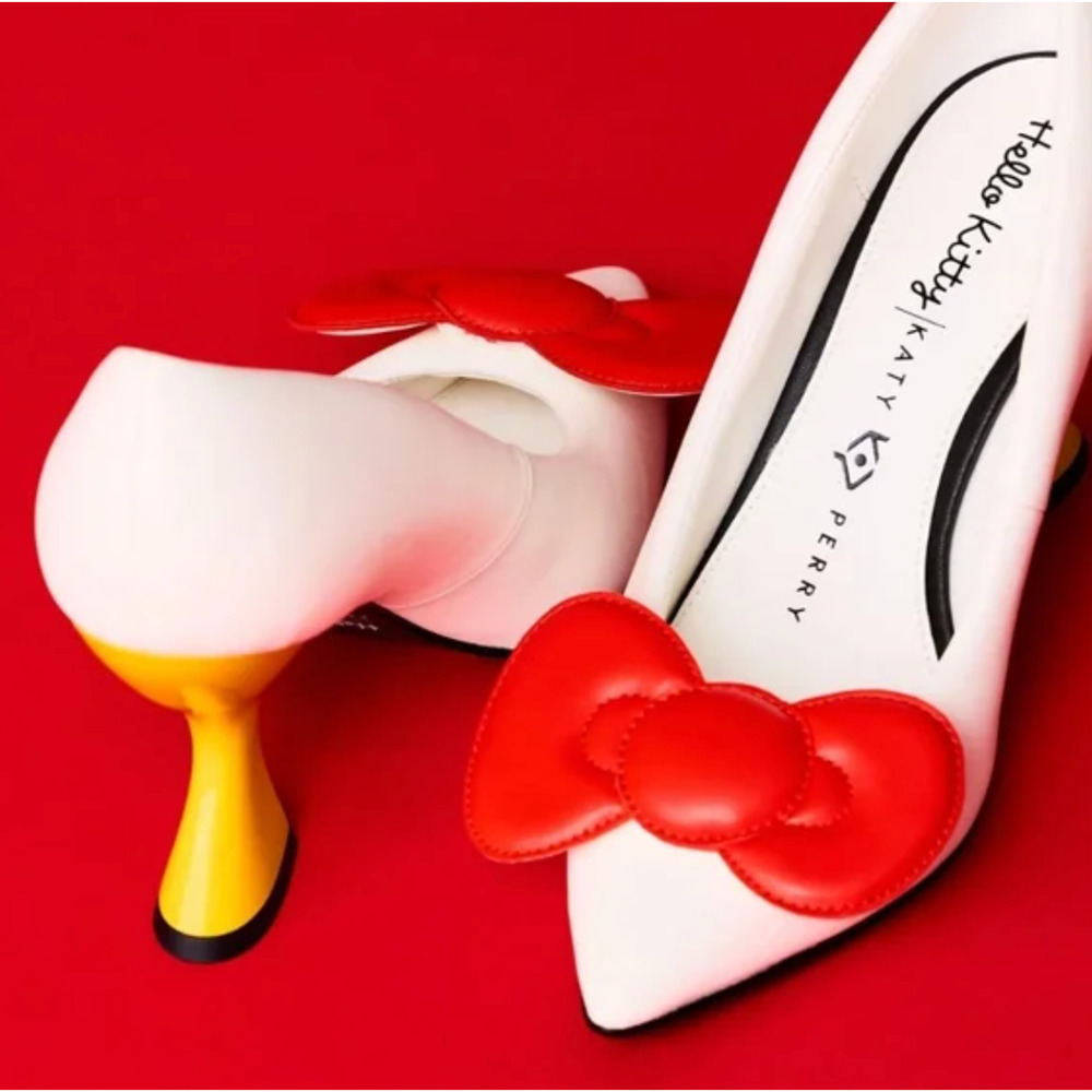 HELLO KITTY X KATY PERRY COLLECTIONS SANRIO BOW HEEL PUMPS HIGH HEELS SHOES 7.5 - Picture 5 of 15